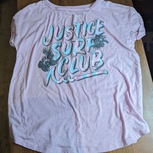 Justice! Active T-shirt Girls 6/7 Pink Justice Surf Club used